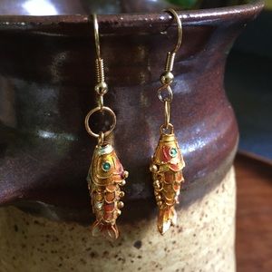 Cloisonné Articulating Fish Earrings